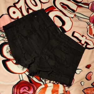 KanCan Black Distressed Shorts